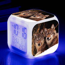 Reloj Digital Led con estampado de lobo para niños, despertador electrónico, regalo de cumpleaños, nuevo 2024 - compra barato