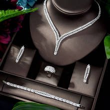 Hibride luxo elegante folha forma design branco cor nupcial dubai conjuntos de jóias para as mulheres acessórios do casamento presentes de festa N-1185 2024 - compre barato