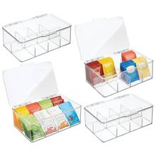 Plastic Tea Bag Holder Stackable Pantry Storage Bin Box with Lid Storage Box Desktop Organizer Stand Case 2024 - buy cheap