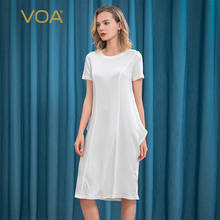 Voa seda 33 m/m dupla face de malha pesado em torno do pescoço enchimento jacquard costura folha design vestido de manga curta ae75 vestido branco 2024 - compre barato