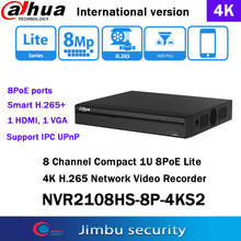 Dahua 4K NVR 8CH NVR2108HS-8P-4KS2 8POE P2P Smart H.265 1U CCTV video recorder Muilt-language max support 8MP resolution 2024 - buy cheap