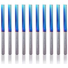 10Pcs 3.175mm Blue Coated Straight End Mill 2 Flute Carbide Milling Cutter for Wood MDF Plastic CNC Engraving Bit 2024 - buy cheap