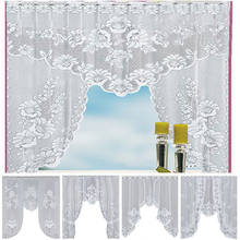 European White Translucent Coffee Curtain Warp Knitted Curtains Kitchen Tulle Lace Sheer Jacquard Bedroom Curtains 2024 - buy cheap
