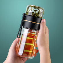 Портативная стеклянная бутылка для воды с функциями заварка чая, вакуумная маленькая чашка с двойными стенками и крышкой, разделение воды для чая, фильтр из нержавеющей стали 304 2024 - купить недорого
