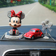 Figuras de dibujos animados de Disney, adornos de coche, accesorios de decoración de coche, modelo de muñeca sacudida de cabeza de Mickey y Minnie 2024 - compra barato