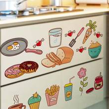 Cozinha dos desenhos animados geladeira porta adesivos decorativos comida frutas removível adesivos de parede na parede 2024 - compre barato