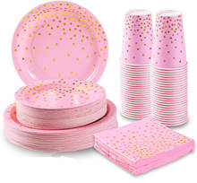 Qualidade rosa que carimba o ouro dot descartável utensílios de mesa festa de aniversário do casamento chá de panela menina chá de bebê favor da mãe dia' 2024 - compre barato