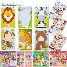 9pcs/set Stickers DIY Cute Stickers Children Puzzle Games Make-a-Face Princess Animal Dinosaur Assemble Toys for Girls Training 2024 - buy cheap