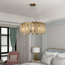 Lámpara moderna de cobre para sala de estar, comedor, candelabro de habitación simple, lámpara de diseño de cristal, modelo candelabro de habitación 2024 - compra barato