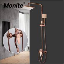 Monite Rose Golden Shower Faucet Set Solid Brass Mixer Handle Bathroom Bathtub Mixer Rainfall Hand Shower & Spray Shower Facuet 2024 - buy cheap