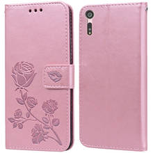 Роскошный кожаный чехол-книжка с откидной крышкой для Sony Xperia XZ Premium / XZS / XR Rose Flower, чехол-бумажник с подставкой, чехол для телефона, сумка, чехол 2024 - купить недорого