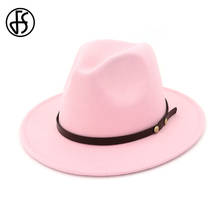 FS розовая фетровая шляпа для женщин и мужчин, шерстяные зимние фетровые шляпы, модная черная джазовая шляпа, шляпка, шляпа сомбреро, винтажная женская шляпа 2019 2024 - купить недорого