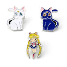 Broche de figura de personaje de chica de Anime, alfileres de esmalte a la moda, Pin de solapa de gato bonito, joyería, accesorio para mujer 2024 - compra barato