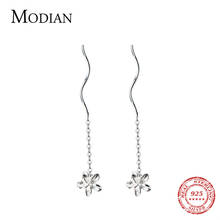 Modian-pendientes colgantes de Plata de Ley 925 con forma de flor para mujer, aretes colgantes, joyería fina 2024 - compra barato