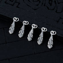 925 Sterling Silver Vintage Japan Style Feather Charms 13.5mm Small Dangle Silver Crafts Pendants DIY Women Men Jewelry Making 2024 - buy cheap