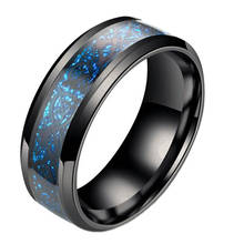 Vintage stainless steel men's wedding ring punk vintage pattern ring black carbon fiber ring 2024 - buy cheap