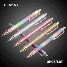 2PCS GENKKY Ballpoint Pen Metal Material Multicolor Press Style Ball Pens For School Office Stationery 6Color To Choose Gift Pen 2024 - buy cheap