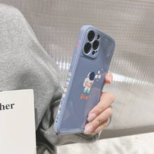 Capa de celular coreana de astronauta, capa de silicone macia fofa para celular iphone 12 11 pro max xr x xs max 7 8 puls se 2020 2024 - compre barato