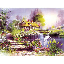 Landscape DIY Cross Stitch Embroidery 11CT Kits Craft Needlework Set Printed Canvas Cotton Thread Home Decoration  Dropshipping 2024 - buy cheap