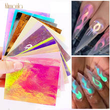 16Pcs Blue Light Flame Stickers Holographic Leaves Sticker Decals DIY Nail Art Manicure Tools Beauty Salon Fire Nail Sticker 2024 - buy cheap