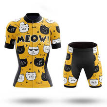 Sptgrvo-kit de roupas para ciclismo feminino, divertido, amarelo, gato, mulheres, mtb, verão, 2021 2024 - compre barato