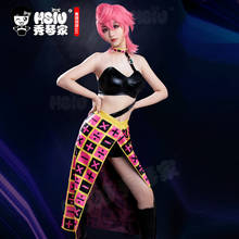 HSIU-Peluca de Anime JoJo's Bizarre Adventure, Golden Wind de rol, Trish Una, cosplay, corta, rosa, peluca sintética de fibra 2024 - compra barato