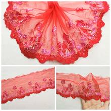 15Yards 15cm Red Polyester Flower Embroidered Fabric Lace Trim Ribbon Handmade DIY Sewing Craft For Costume Decoration Beautiful 2024 - buy cheap