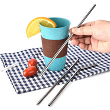 3Pcs Reusable Homebrew Eco Friendly Drinking Straw Healthy Stainless Steel Metal Bent Straw with Cleaner Brush High Quality 2024 - buy cheap