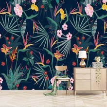 Papel de parede personalizado 3d, mural moderno de decoração com flores e pássaros para sala de estar, quarto, fundo de parede 2024 - compre barato