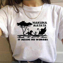 Hakuna matata leão rei kawaii dos desenhos animados harajuku t camisas femininas ullzang engraçado camiseta 90s gráfico tshirts moda topo camisetas 2024 - compre barato