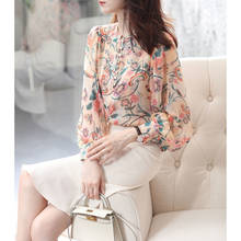 Blusa holgada de Chifón con manga larga y botones para mujer, camisa elegante con cuello redondo, estilo primavera y otoño, SP1121 2024 - compra barato