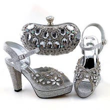 Fashion shoes and bags African Ladies Shoes And bag Shiny Beauty Crystal Shoes Matching bag Set Banquet shoes and bags 2024 - buy cheap