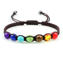 7 chakras pulseira de pedra natural contas cura tibetano yoga artesanal trançado jóias ajustável para o homem/mulher pulseiras & bangles 2024 - compre barato