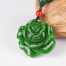 Natural Green Chinese Rose Jade Pendant Necklace Hand-carved Charm Jewellery Fashion Man Lucky Amulet Gifts Free rope P78 2024 - buy cheap