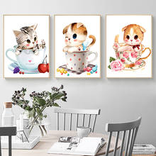 52*63cm gato fofo desenhos animados impressos ponto cruz bordado decoração diy sala de estar conjunto para bordado kit algodão fio de seda 2024 - compre barato