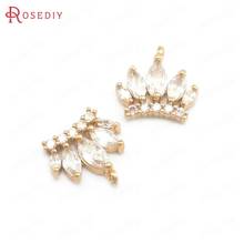 (38274)6PCS 7x12MM 24K Champagne Gold Color Brass and Zircon Crown Charms Pendants High Quality Diy Jewelry Findings Accessories 2024 - buy cheap