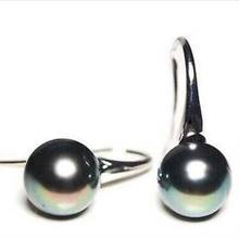 Free Shipping Stunning Natural 11mm Tahitian genuine black peacock pearl earring 2024 - buy cheap