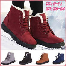 Botas de nieve cálidas para Mujer, zapatos de tacón, botines de felpa, talla grande 44, Invierno 2024 - compra barato