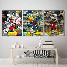 Graffiti disney colorido mickey e pato donald arte da parede pintura em tela nordic posters e impressões fotos vivendo decoração casa 2024 - compre barato