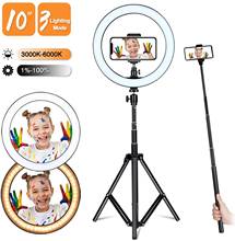 zayex 10" Selfie Ring Light with Adjustable Tripod Stand,LED Ring Lamp  for Photography, Makeup, Live Steaming, Vlog, YouTube 2024 - buy cheap