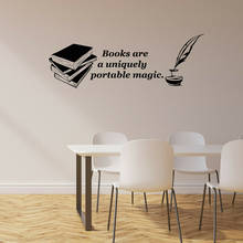 Vinyl Wall Decal Books Quote Feather Library Bookworm Reading Wall Stickers Library Reading Room Decoration Accessories C747 2024 - buy cheap