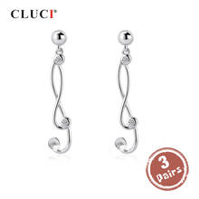 CLUCI 3 pair Silver 925 Twisted Wedding Earring Women Zircon Pearl Earring Mounting Sterling Silver Stud Earrings SE136SB 2024 - buy cheap