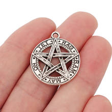 20 x Tibetan Silver Round Neo-Gothic Pentagram Pentacle Charms Pendants Pagan Wicca for Necklace Jewelry Findings 28x24mm 2024 - buy cheap