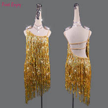 Women Sequins Tassel Latin Dress Children Latin Dance Dress Girls Girl Ballroom Dance Competition Dresses kids Salsa Tango dance 2024 - buy cheap