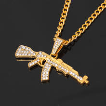 Fashion Punk Hip-Hop Women Men Gun Shape Pendant Crystal Rhinestone Chain Necklace Creative Necklaces Jewelry 2024 - buy cheap