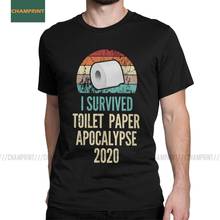 Я пережила Апокалипсис туалетной бумаги 2020 футболка для мужчин паника TP Roll саркастический для детей, хлопковые футболки, с коротким рукавом футболка размера плюс, топы 2024 - купить недорого