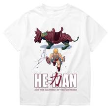 Camiseta estampa gráfica masculina, camiseta novidade he-man e o universo akira 100% algodão 2024 - compre barato