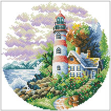 TOP Lighthouse Garden patterns Counted Cross Stitch 11CT 14CT 18CT DIY Chinese Cross Stitch Kits Embroidery Needlework Sets 2024 - buy cheap
