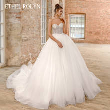 Ethel rolyn bola vestido de casamento 2021 frisado cristal querida rendas até princesa vestidos de noiva sem mangas vestido de novia 2024 - compre barato