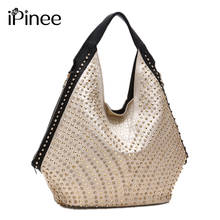 iPinee women luxury leather handbag famous designer ladies rivet shoulder hand bag 2021 new diamond big bag sac main femme 2024 - buy cheap